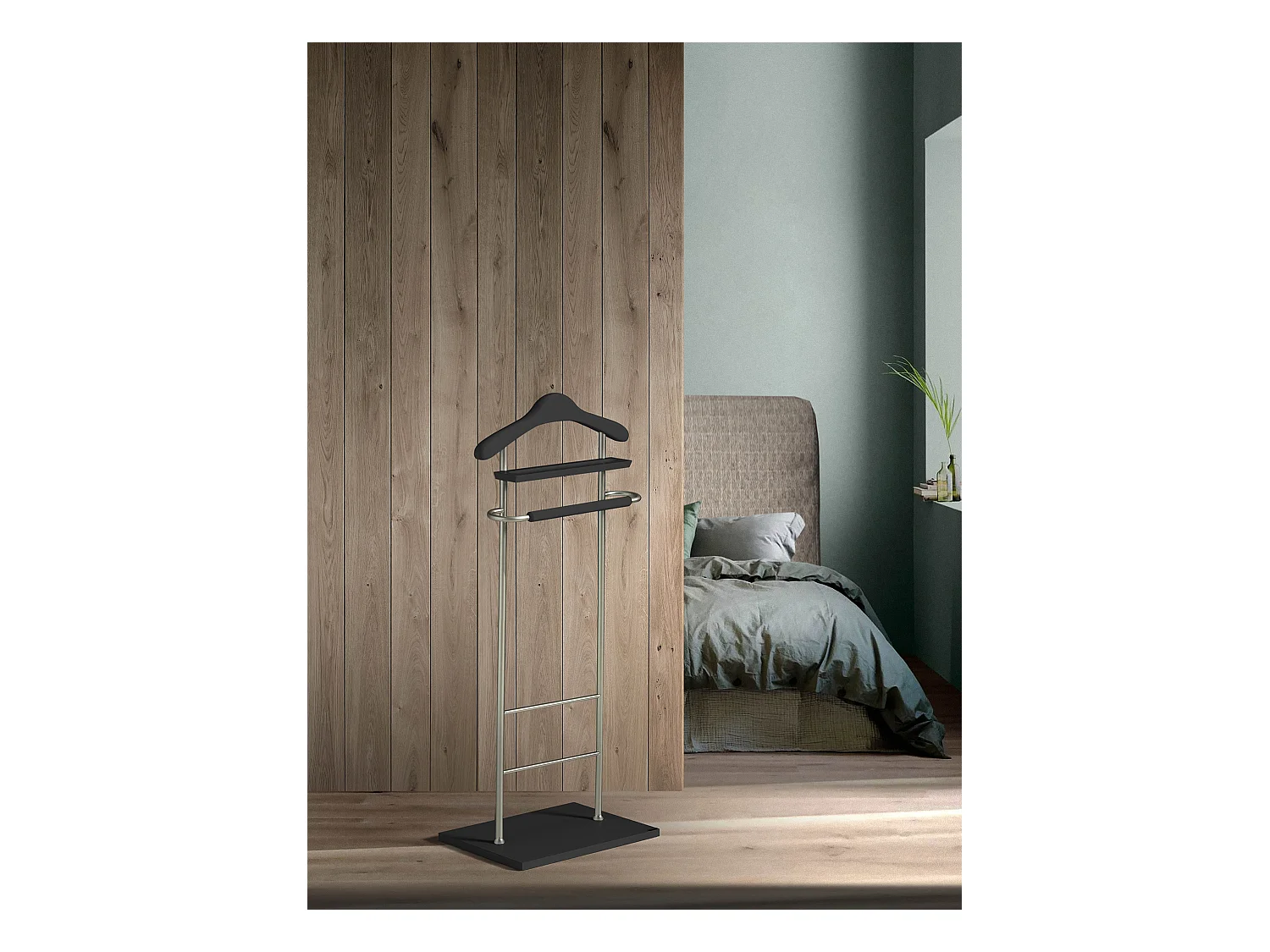 Valet de nuit - H110cm x L45cm x P28cm - hêtre massif noir - Essence