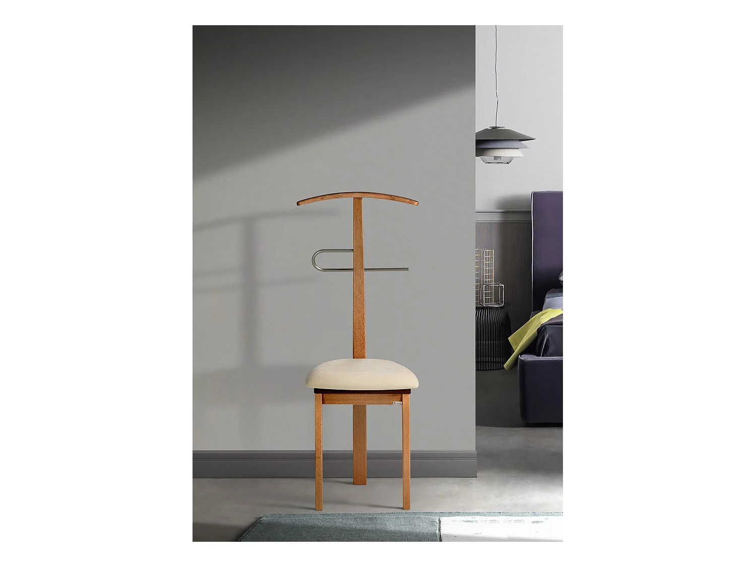 Valet de nuit - H108cm x L46cm x P44cm - hêtre massif cerisier - Stilizzato