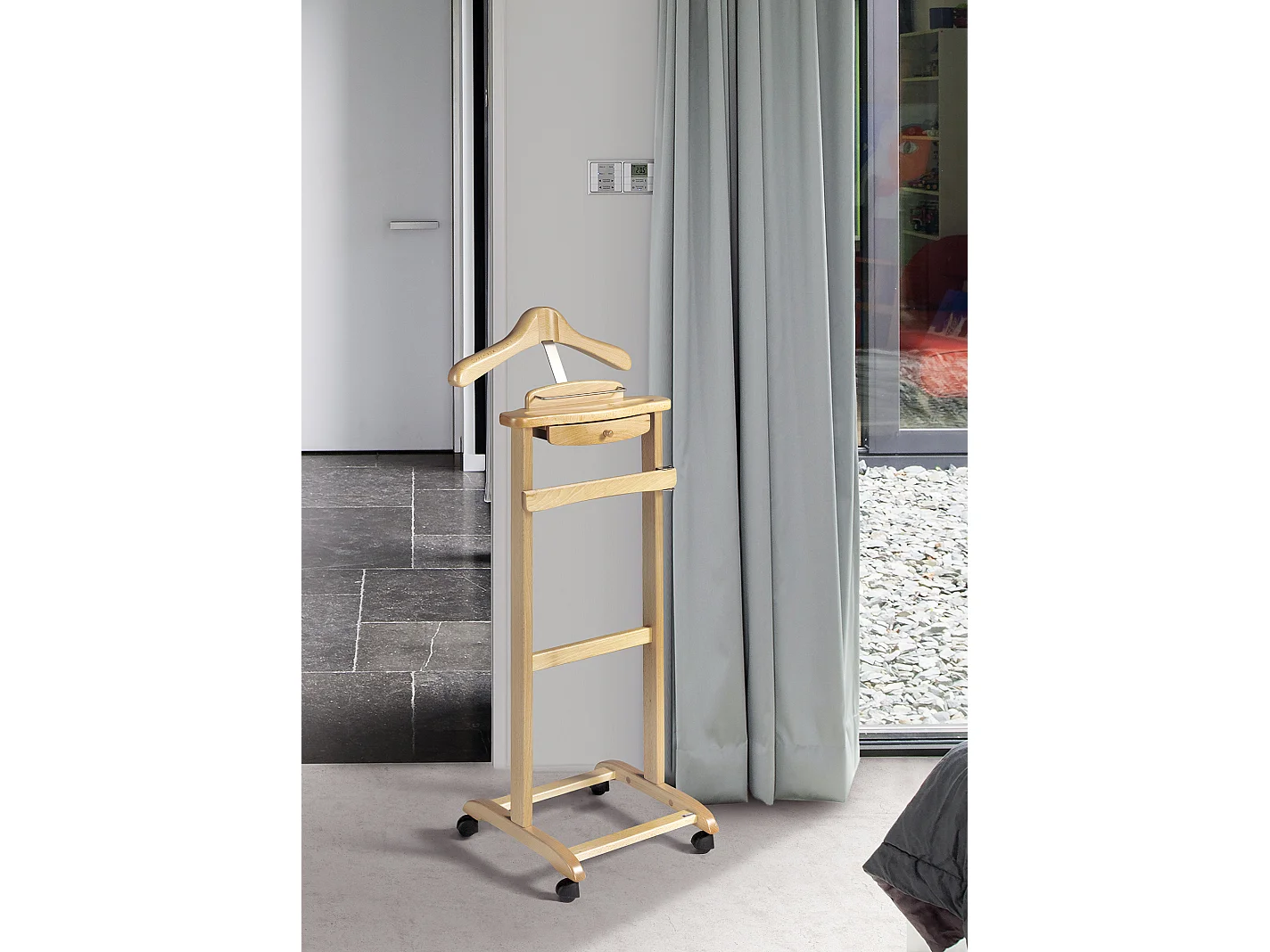 Cabide com rodas - A110cm x L47cm x F35cm - faia maciça natural - Rennes