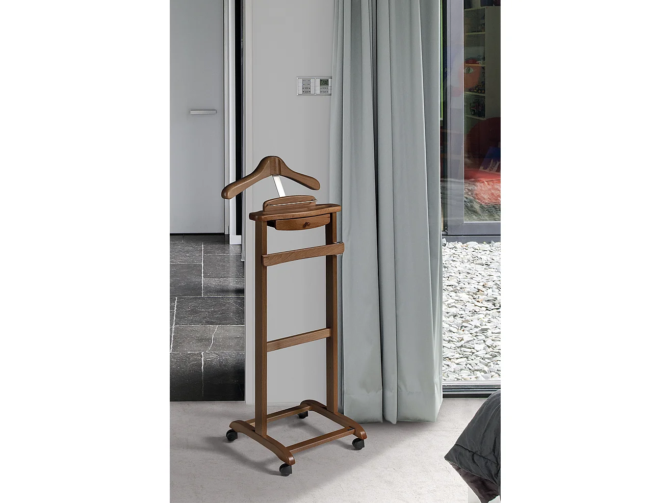 Cabide com rodas - A110cm x L47cm x F35cm - faia maciça nogueira - Rennes