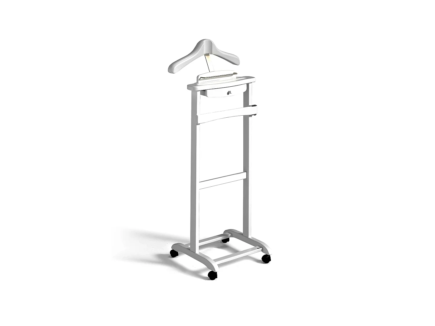 Galán de noche con ruedas - A110cm x L47cm x F35cm - haya maciza blanco - Rennes