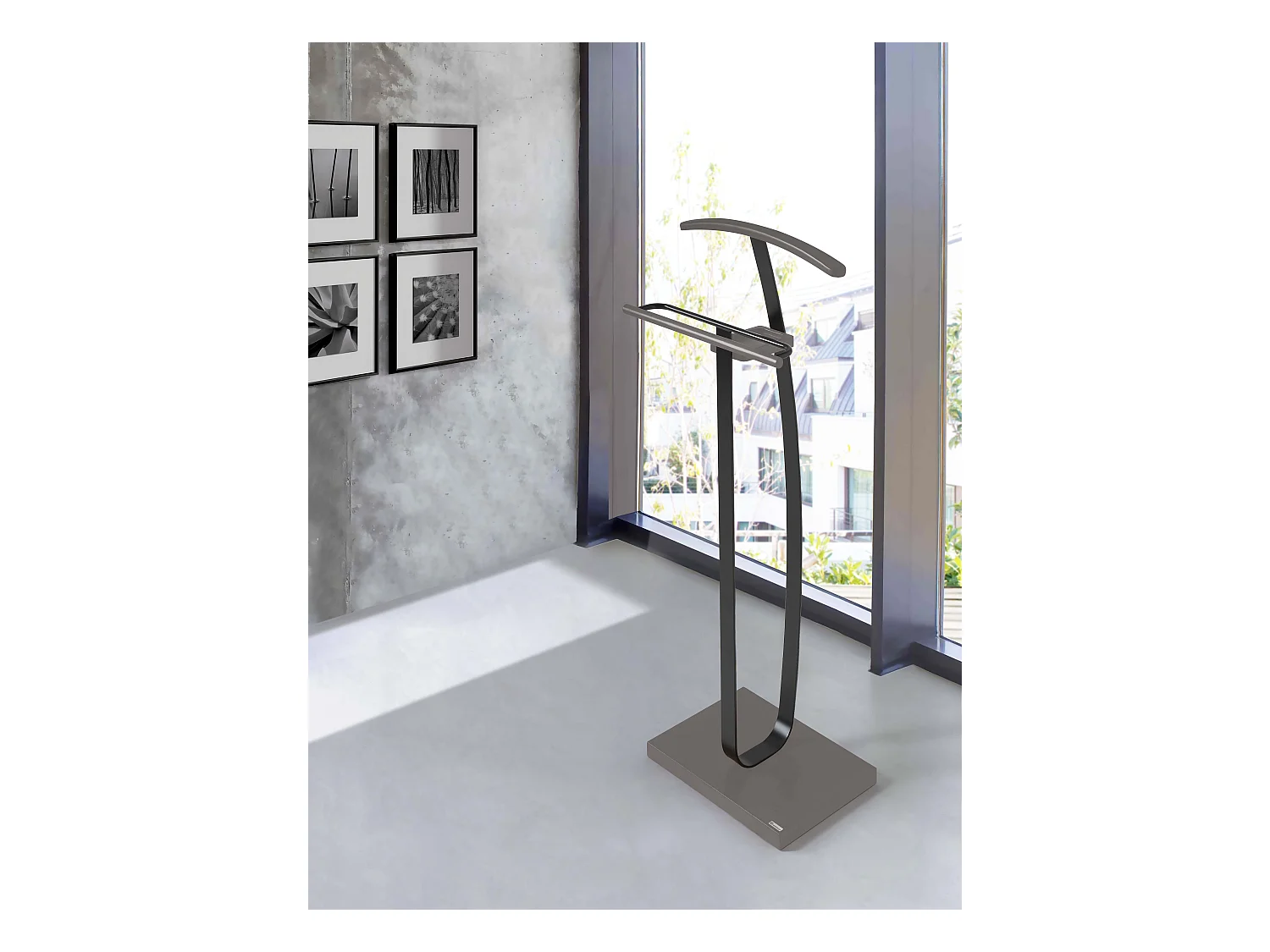 Valet de nuit - H115cm x L48cm x P30cm - hêtre massif  gris/gris graphite - City