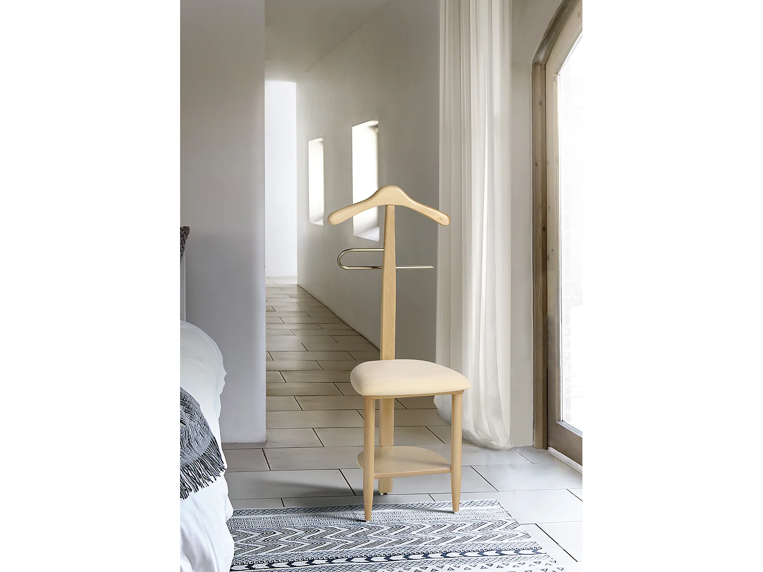 Valet de nuit - H105cm x L45cm x P41cm - hêtre massif naturel - Sedie