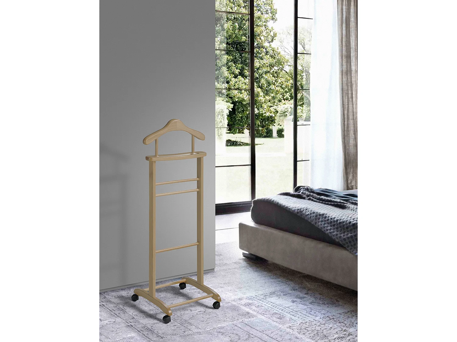 Cabide com rodas - A110cm x L45cm x F34cm - faia maciça fresno - Lyon