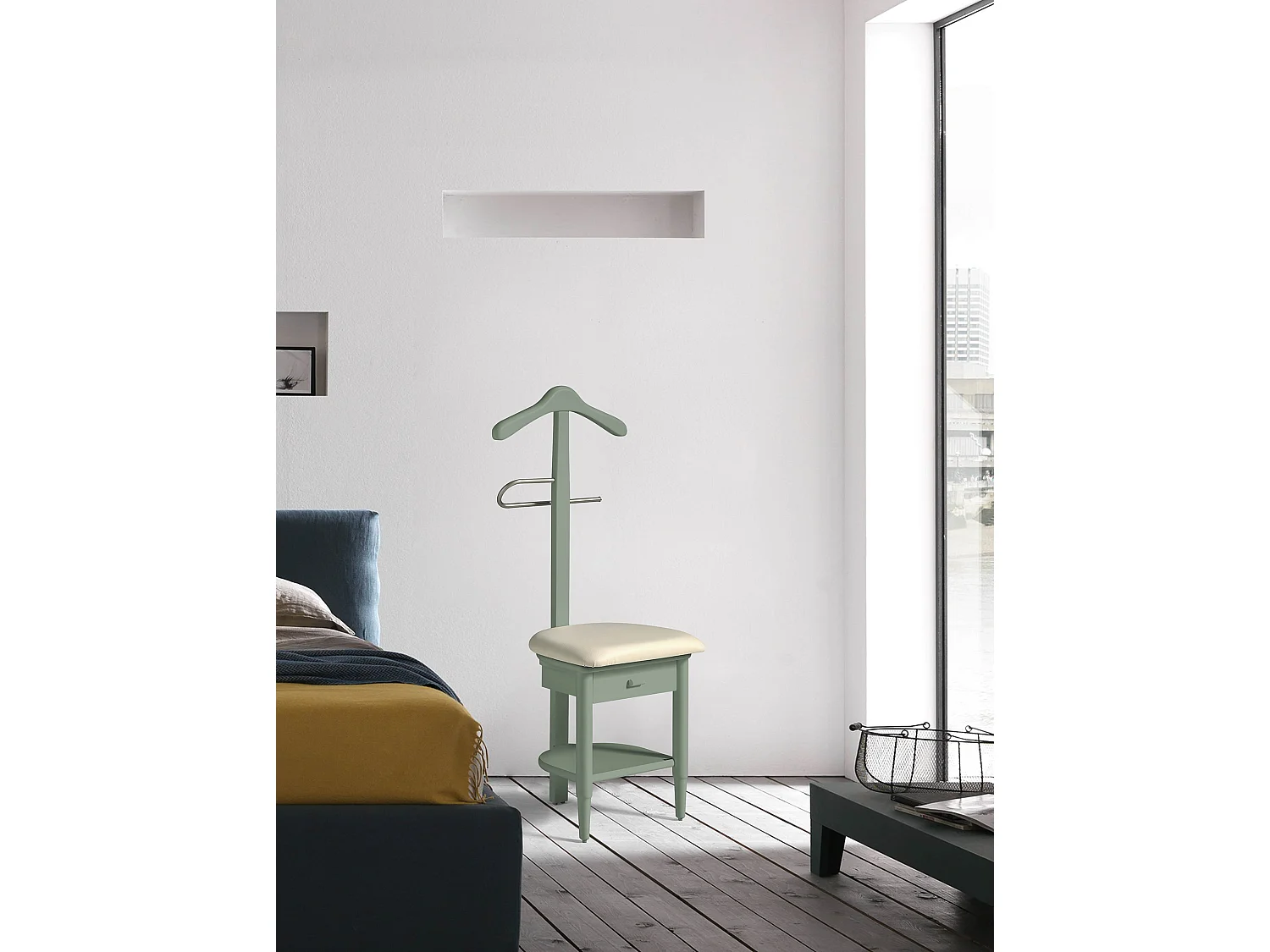 Valet de nuit - H115cm x L45cm x P41cm - hêtre massif vert - Stanza