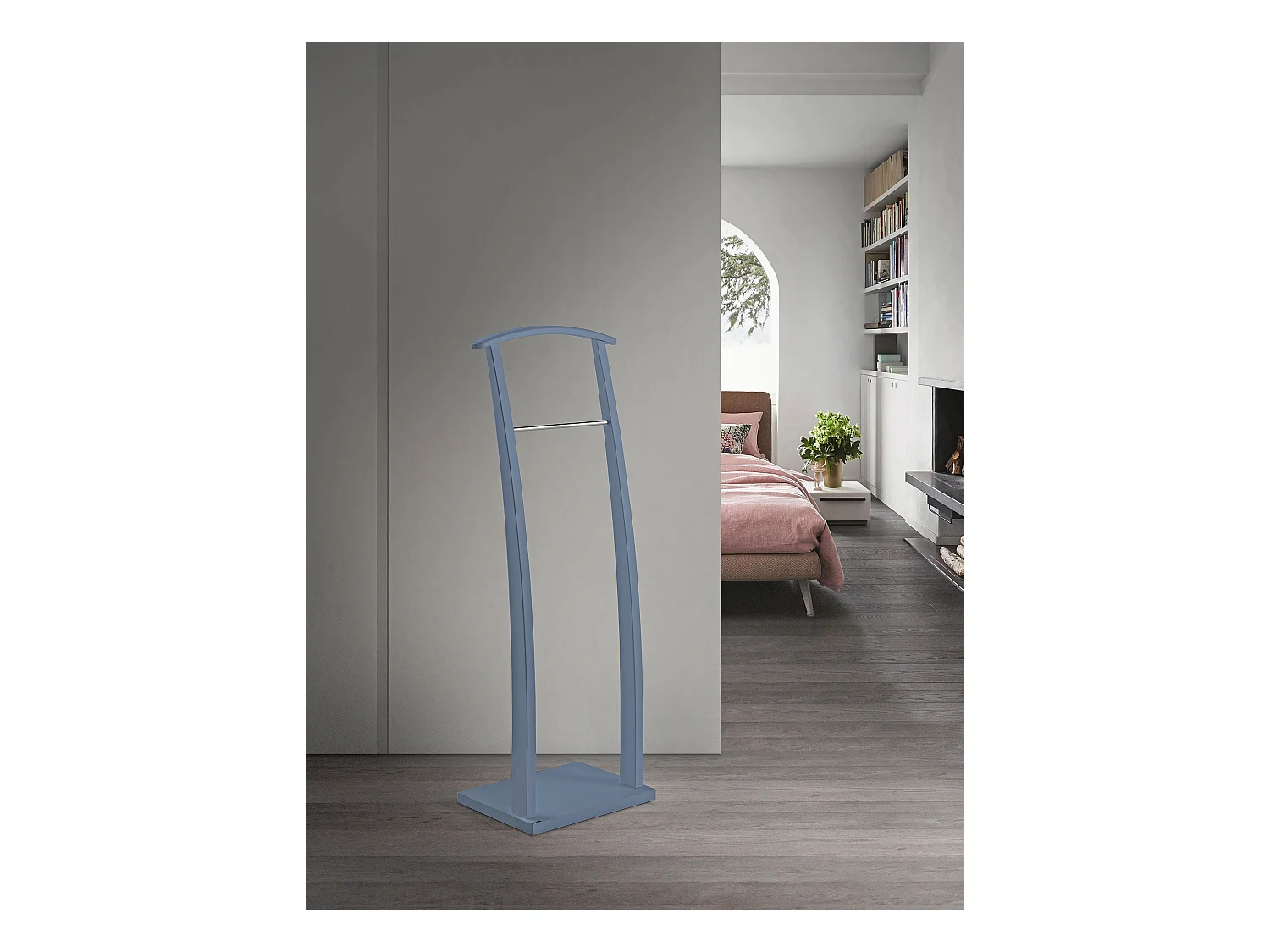 Valet de nuit - H117cm x L40cm x P28cm - hêtre massif bleu - Curves