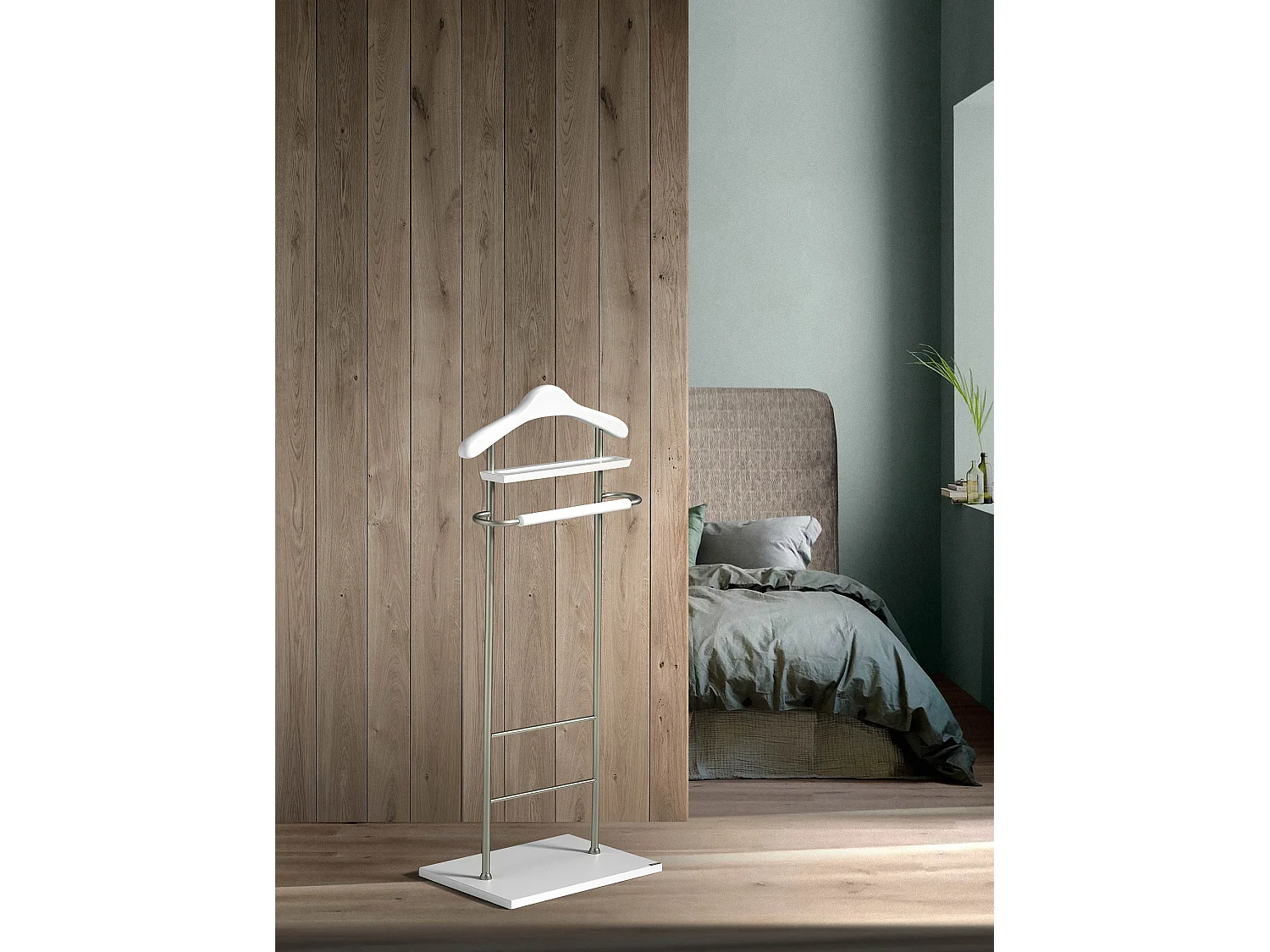 Valet de nuit - H110cm x L45cm x P28cm - hêtre massif blanc - Essence