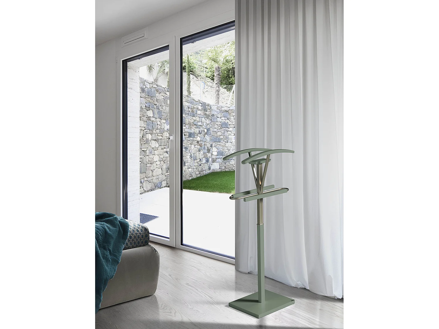 Valet de nuit - H110cm x L47cm x P34cm - hêtre massif vert - Couple