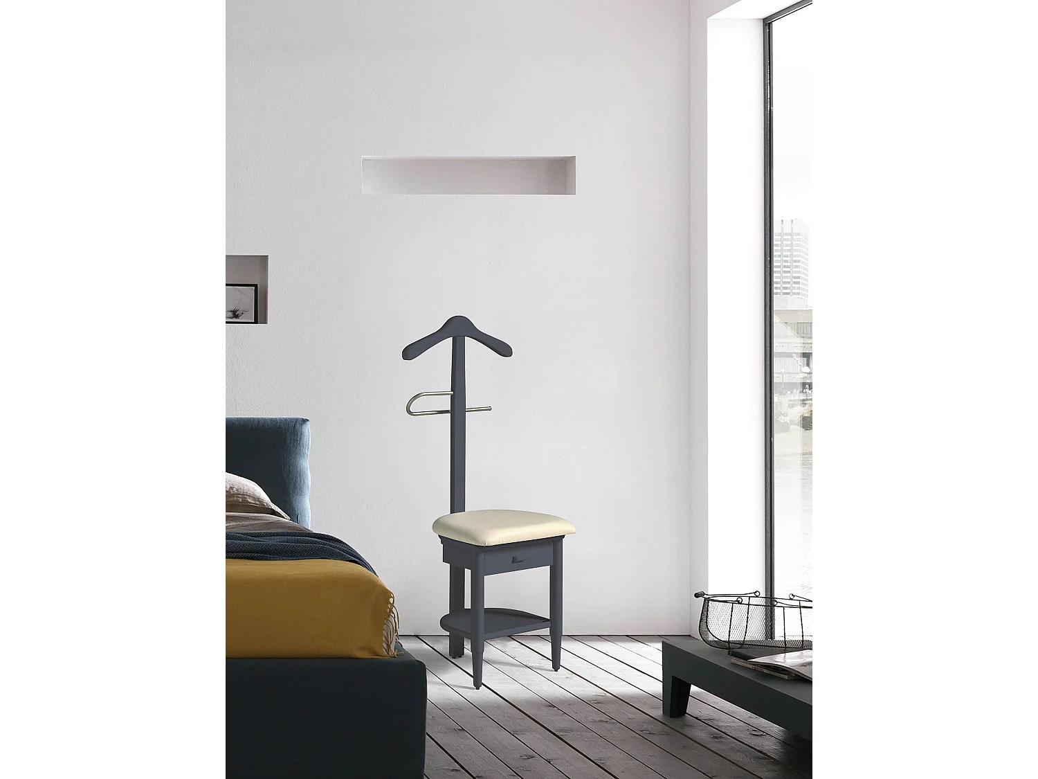 Galán de noche - A115cm x L45cm x F41cm - haya maciza grafito - Stanza