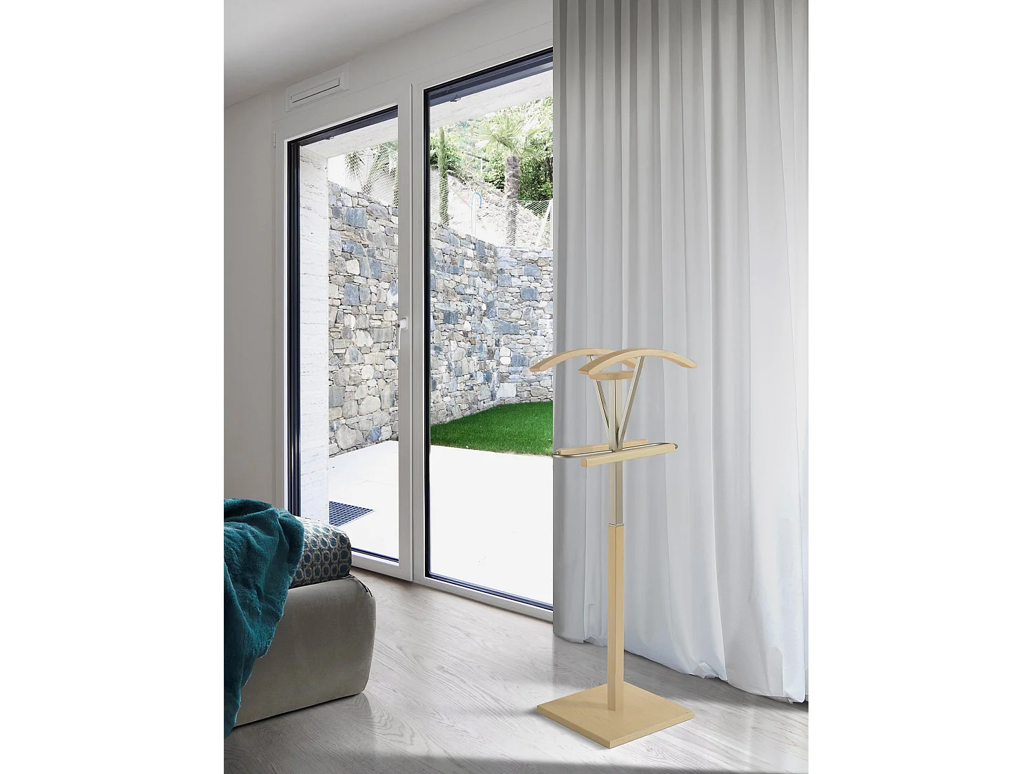 Valet de nuit - H110cm x L47cm x P34cm - hêtre massif naturel - Couple