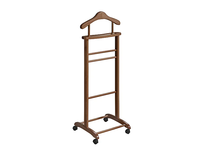 Galán de noche con ruedas - A110cm x L45cm x F34cm - haya maciza nogal - Lyon