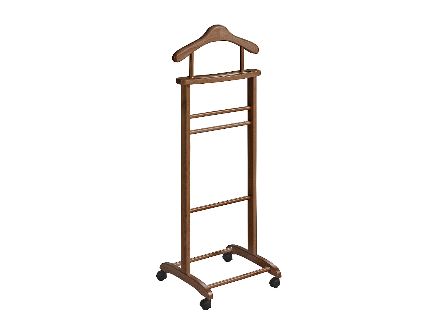 Galán de noche con ruedas - A110cm x L45cm x F34cm - haya maciza nogal - Lyon