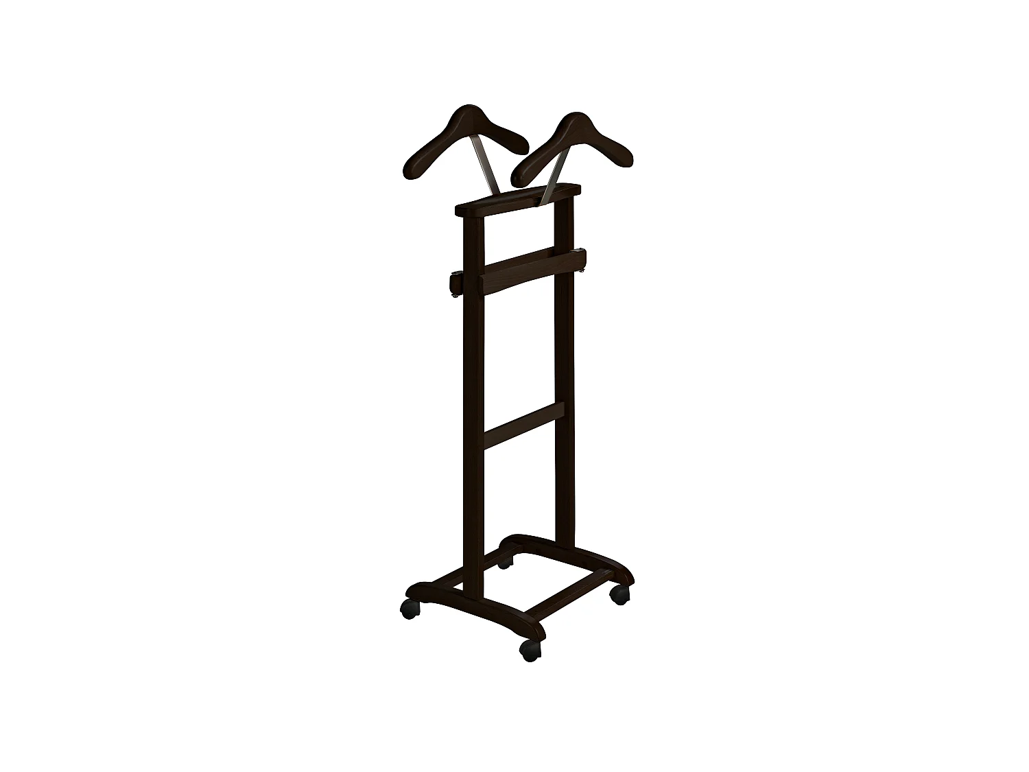 Valet de nuit à roulettes - H110cm x L47cm x P35cm - hêtre massif wenge - Double