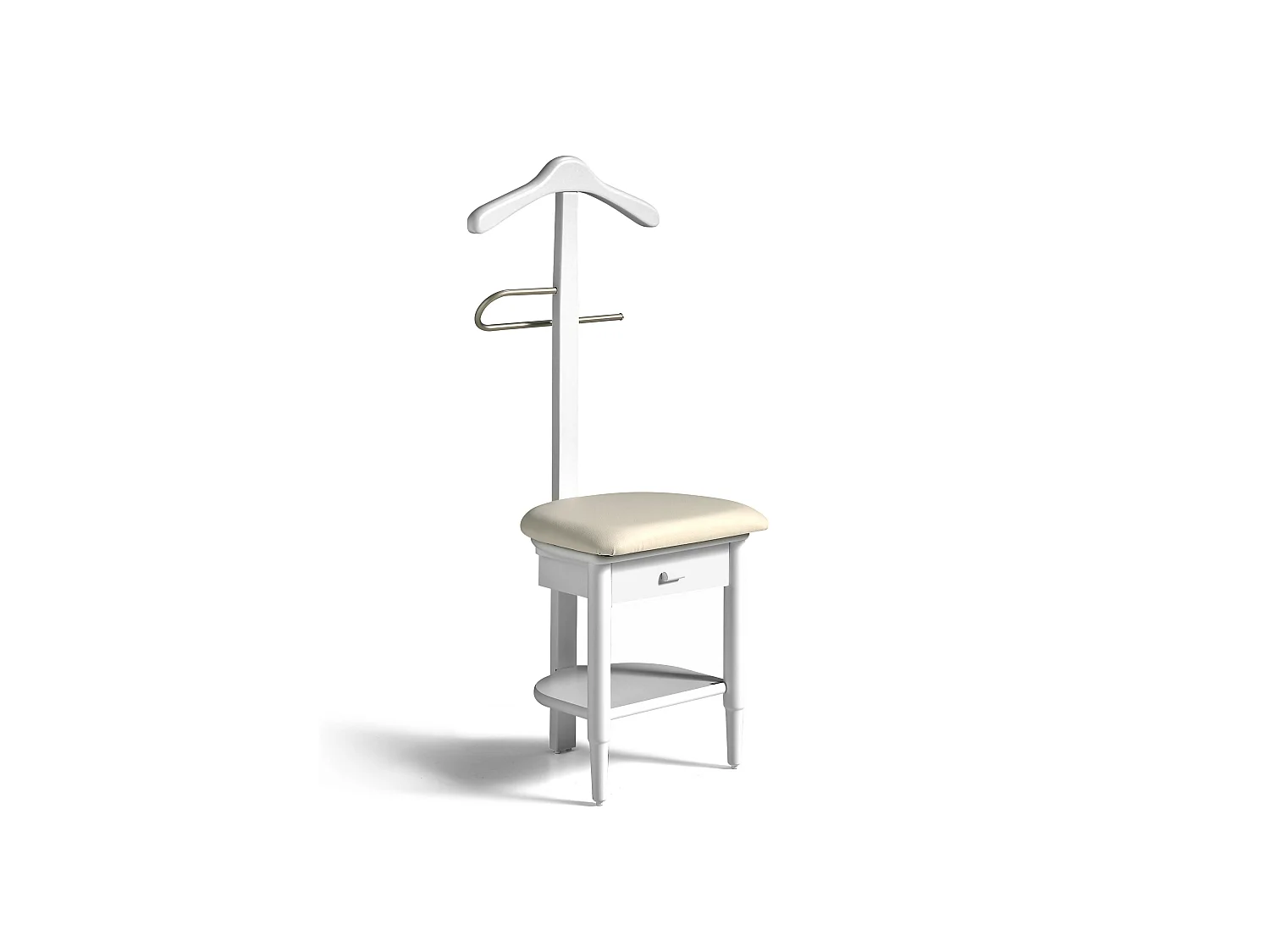 Valet de nuit - H115cm x L45cm x P41cm - hêtre massif blanc - Stanza