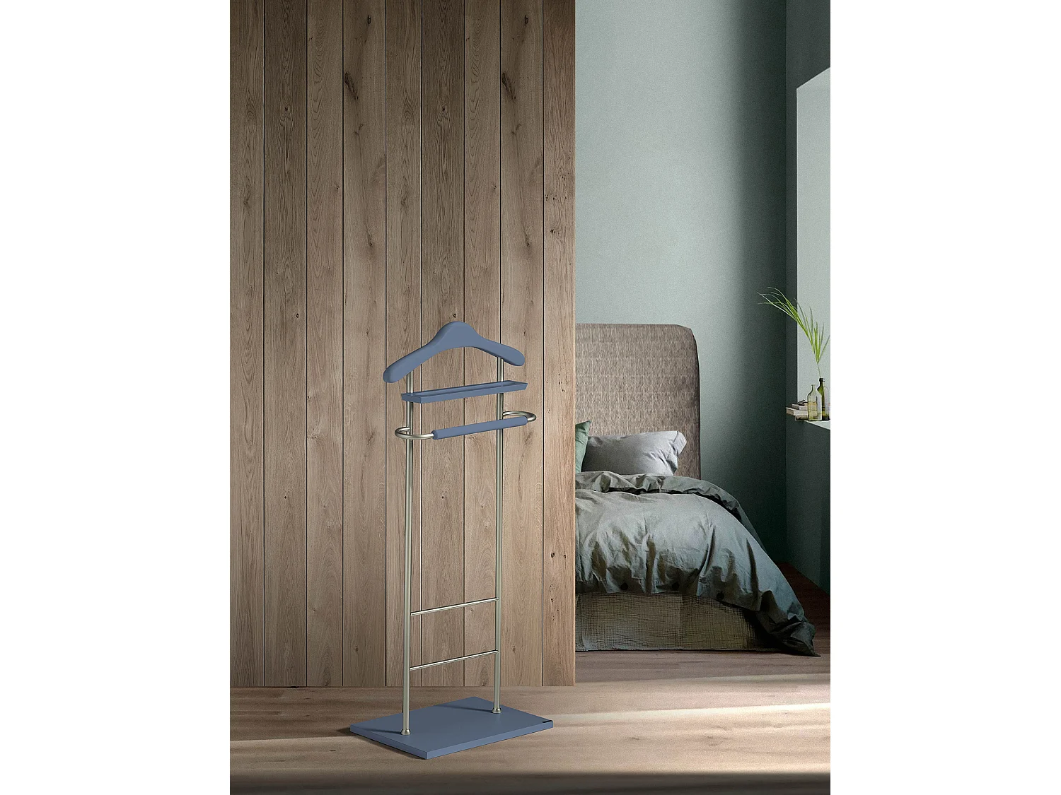 Valet de nuit - H110cm x L45cm x P28cm - hêtre massif bleu - Essence