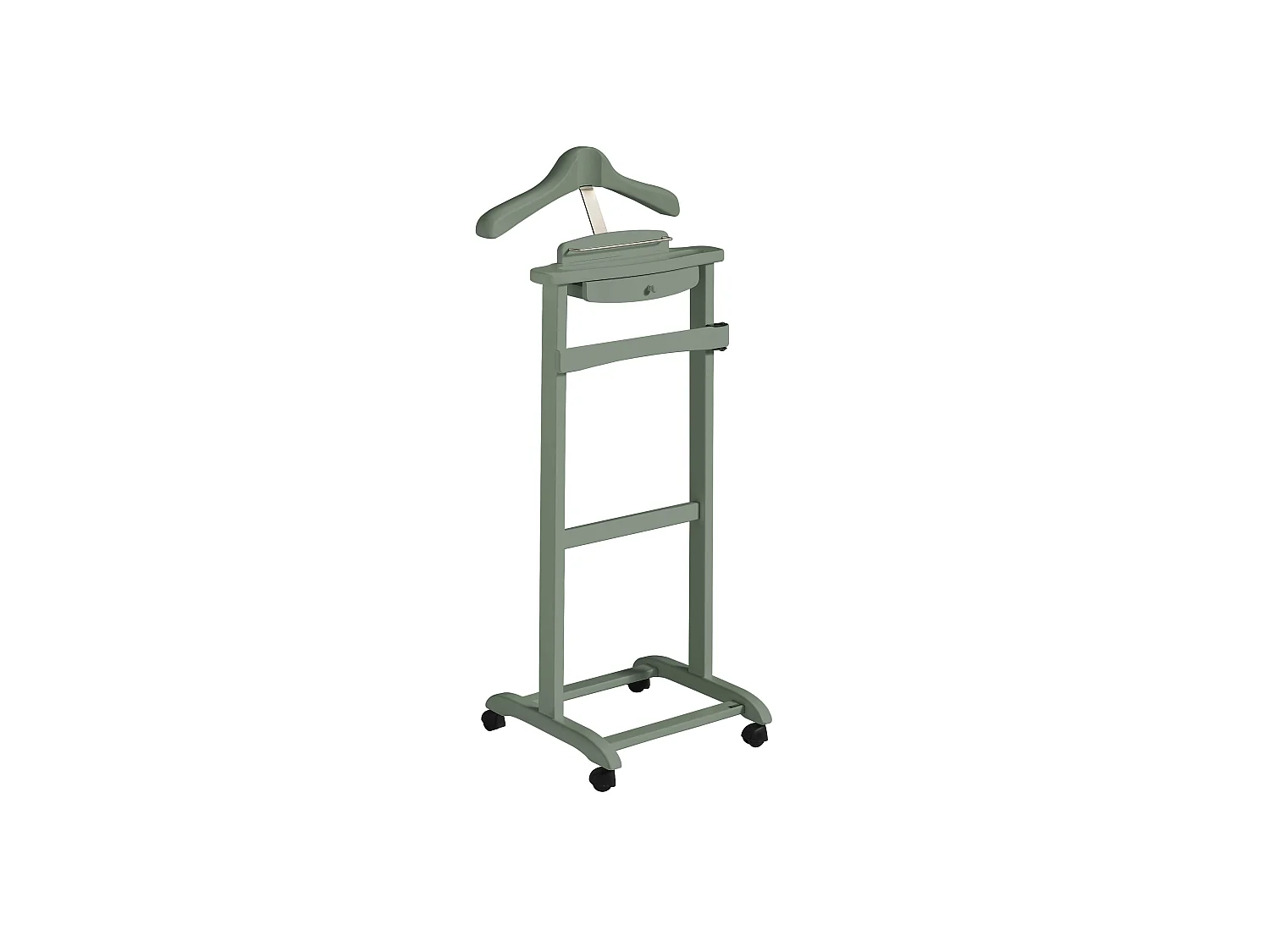 Valet de nuit à roulettes - H110cm x L47cm x P35cm - hêtre massif vert - Rennes