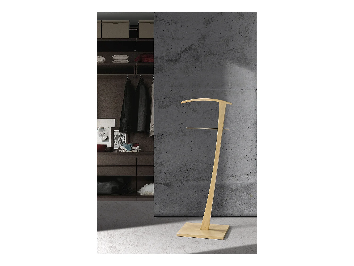 Valet de nuit - H115cm x L48cm x P28cm - hêtre massif naturel - Lindes