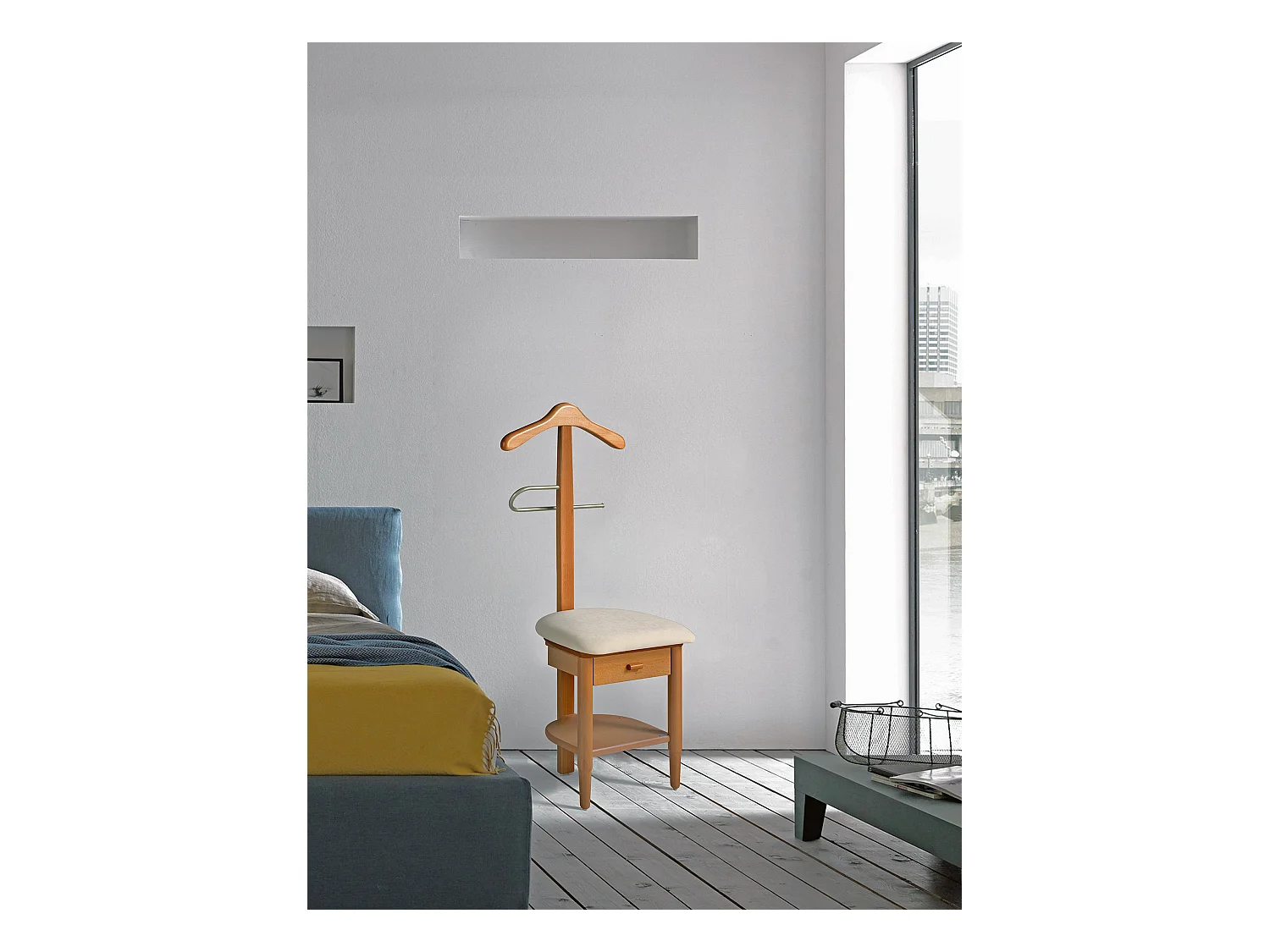 Valet de nuit - H115cm x L45cm x P41cm - hêtre massif cerisier - Stanza