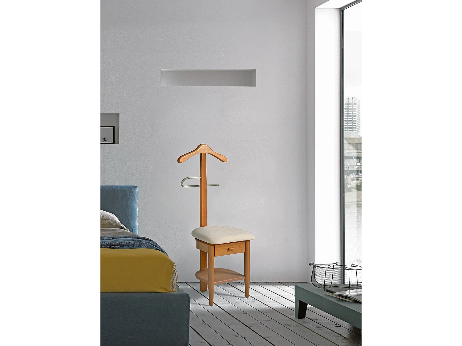 Valet de nuit - H115cm x L45cm x P41cm - hêtre massif cerisier - Stanza