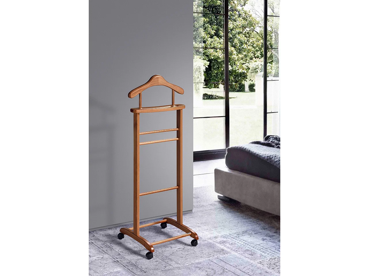 Cabide com rodas - A110cm x L45cm x F34cm - faia maciça cerejeira - Lyon