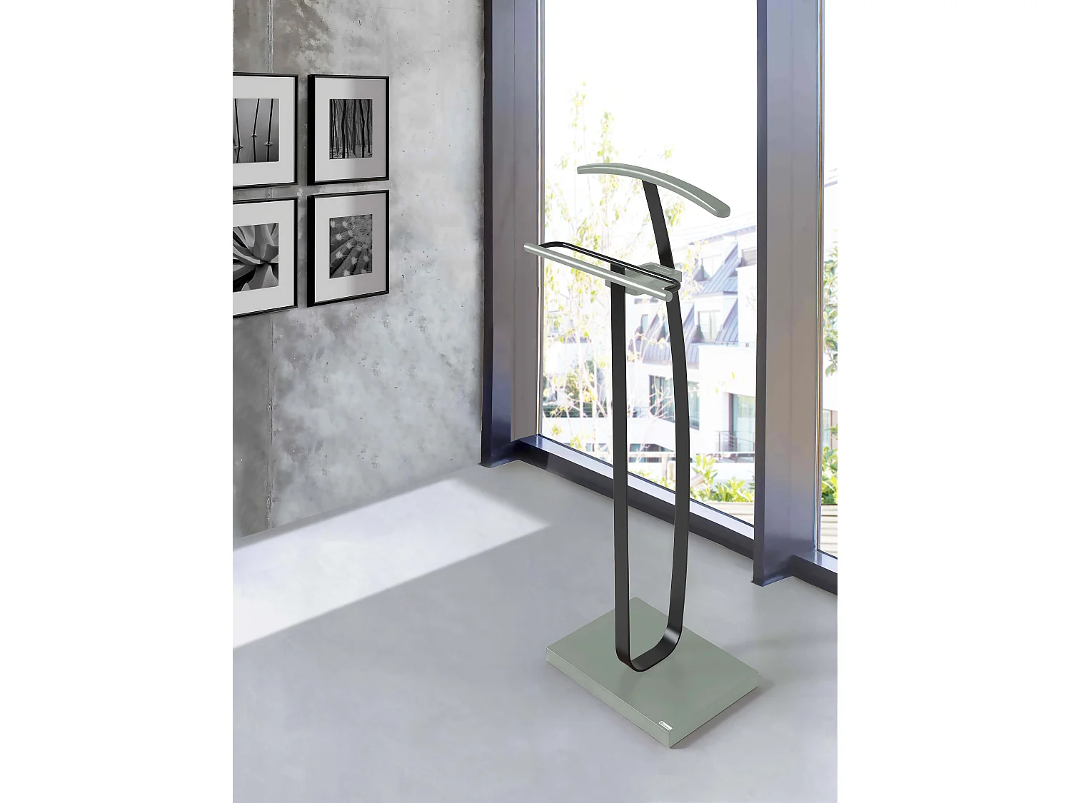 Valet de nuit - H115cm x L48cm x P30cm - hêtre massif vert/gris graphite - City