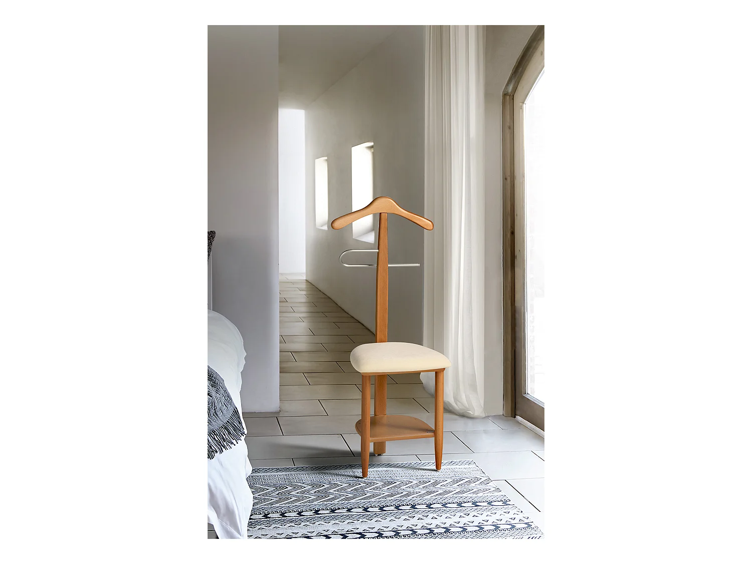 Valet de nuit - H105cm x L45cm x P41cm - hêtre massif cerisier - Sedie