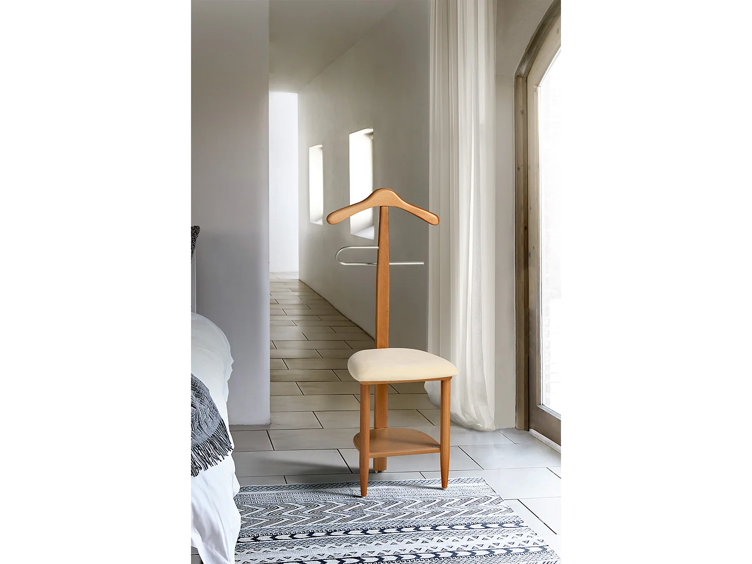 Valet de nuit - H105cm x L45cm x P41cm - hêtre massif cerisier - Sedie