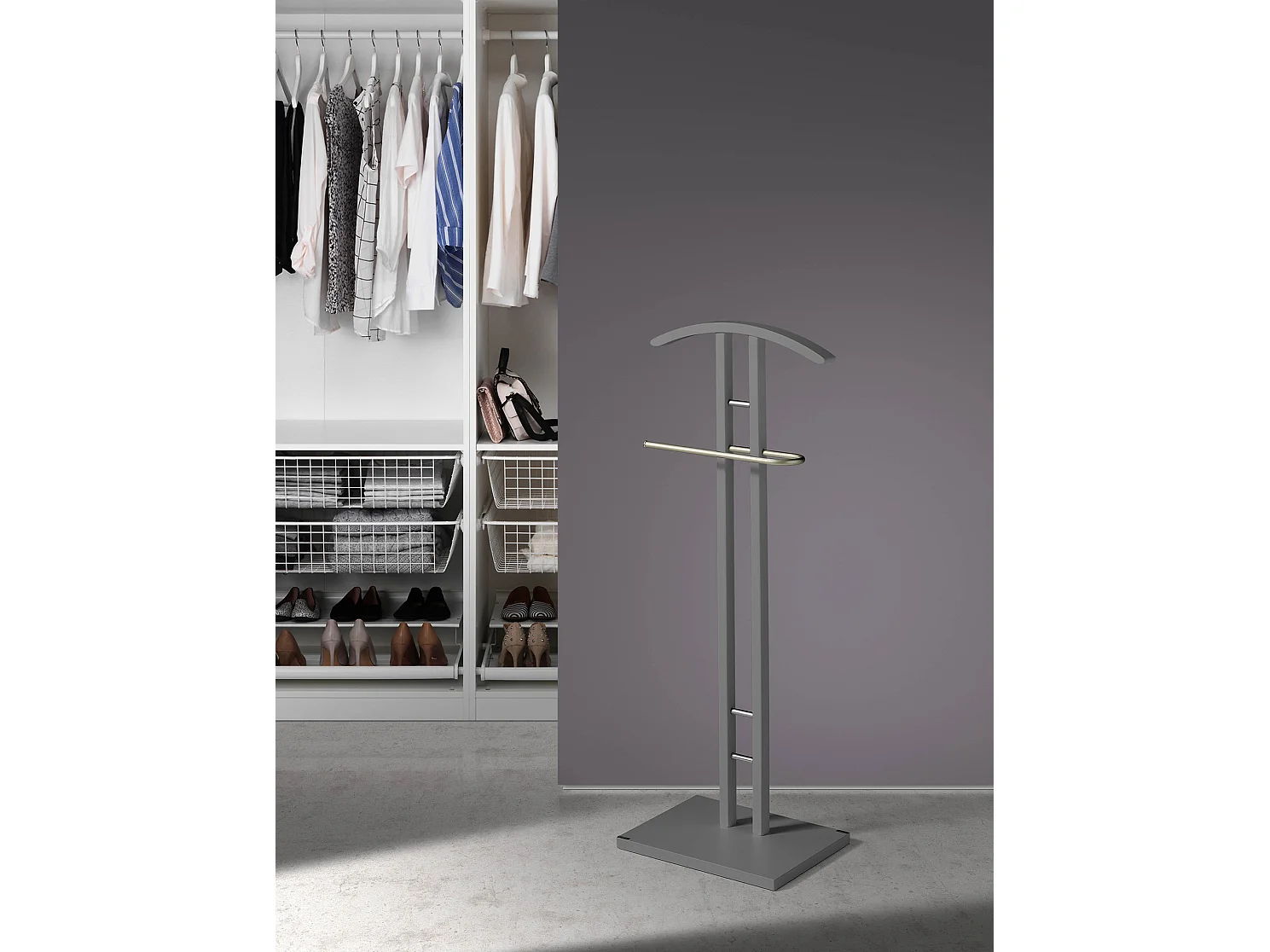 Galán de noche - A111cm x L46cm x F28cm - haya maciza gris - Chicago