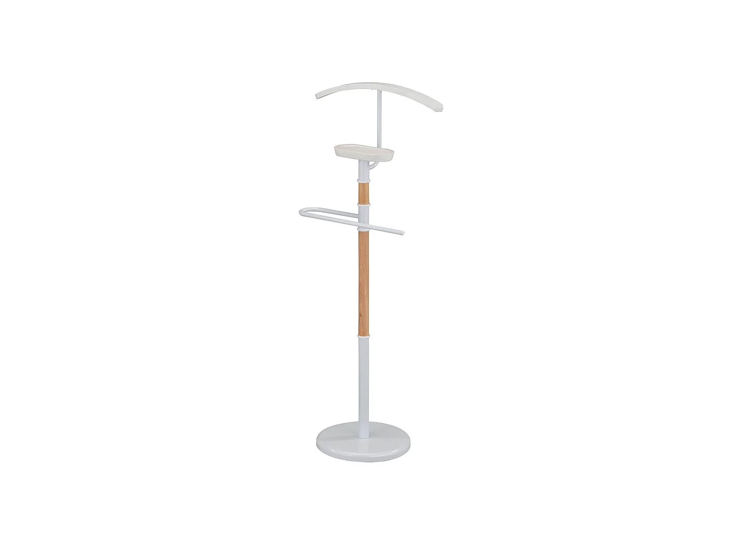 Valet de chambre - H110cm x L45cm x P28cm - métal et bois blanc/chêne - Nature