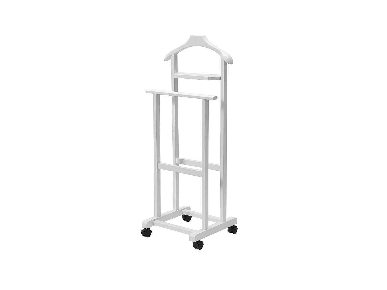 Galán de noche con ruedas - A105cm x L44cm x F29cm - madera color blanco - Neutral