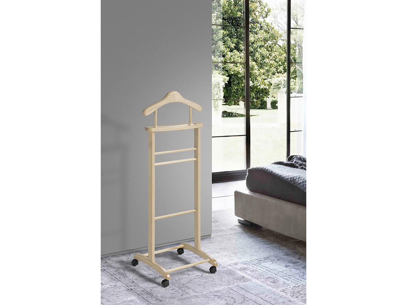 Cabide com rodas - A110cm x L45cm x F34cm - faia maciça carvalho - Lyon