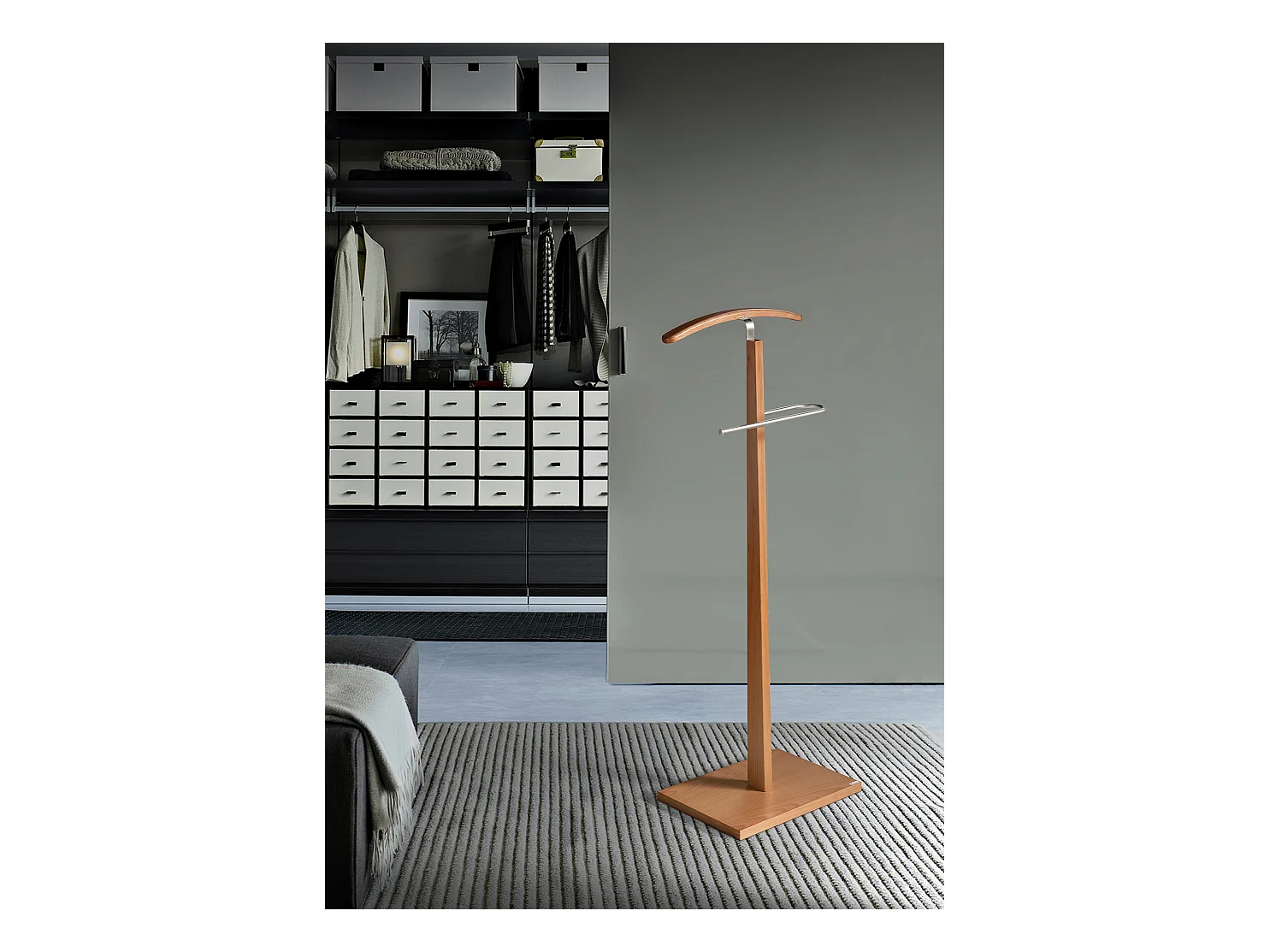 Valet de nuit - H114cm x L48cm x P28cm - hêtre massif cerisier - Smart