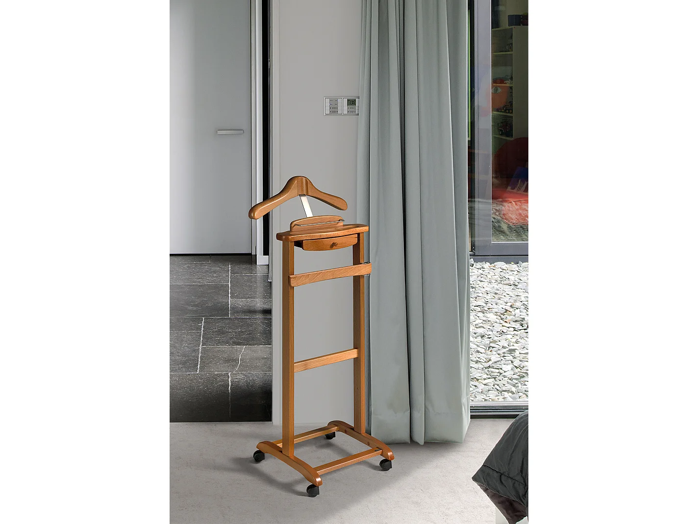 Cabide com rodas - A110cm x L47cm x F35cm - faia maciça cerejeira - Rennes