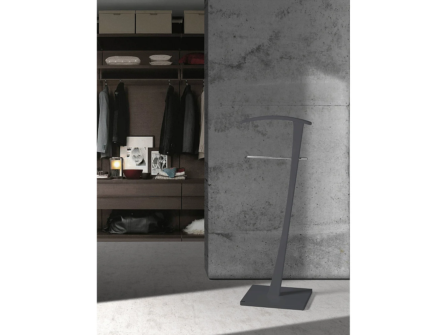 Galán de noche - A115cm x L48cm x F28cm - haya maciza grafito - Lindes