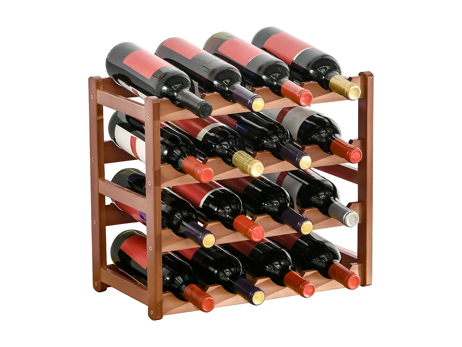 Étagère à bouteilles casier à vin range bouteilles horizontal 4 niv. 16 bouteilles max. bois de bambou