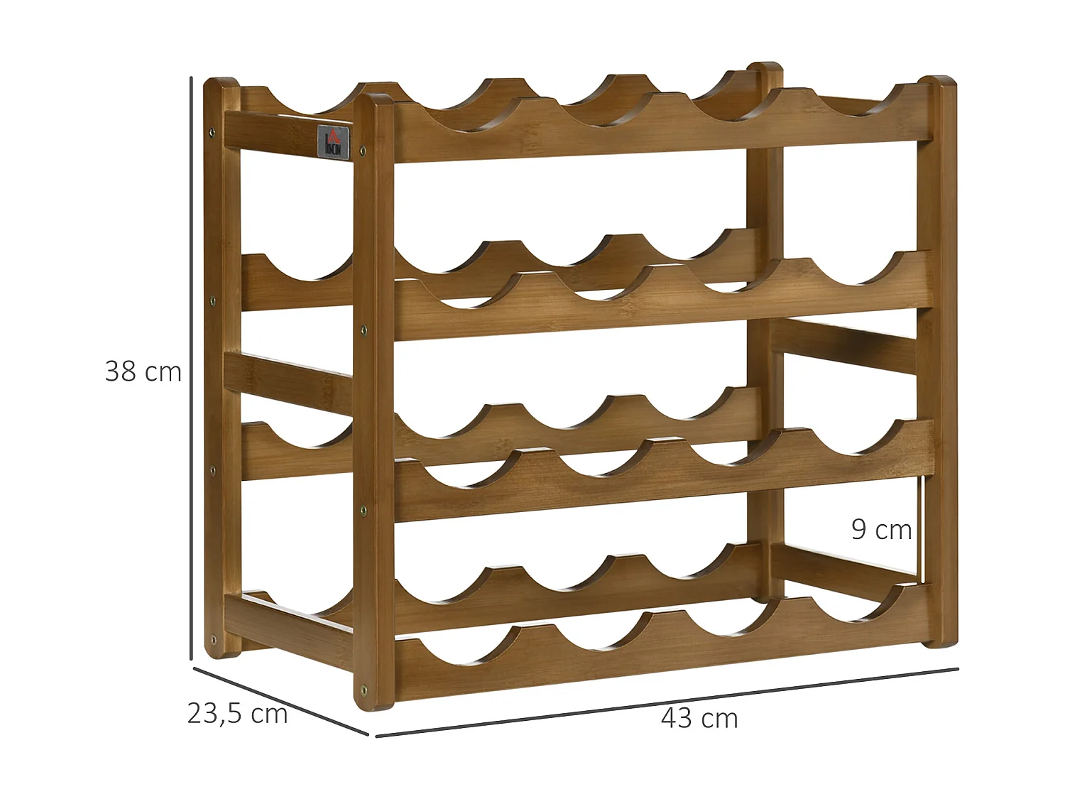 Étagère à bouteilles casier à vin range bouteilles horizontal 4 niv. 16 bouteilles max. bois de bambou