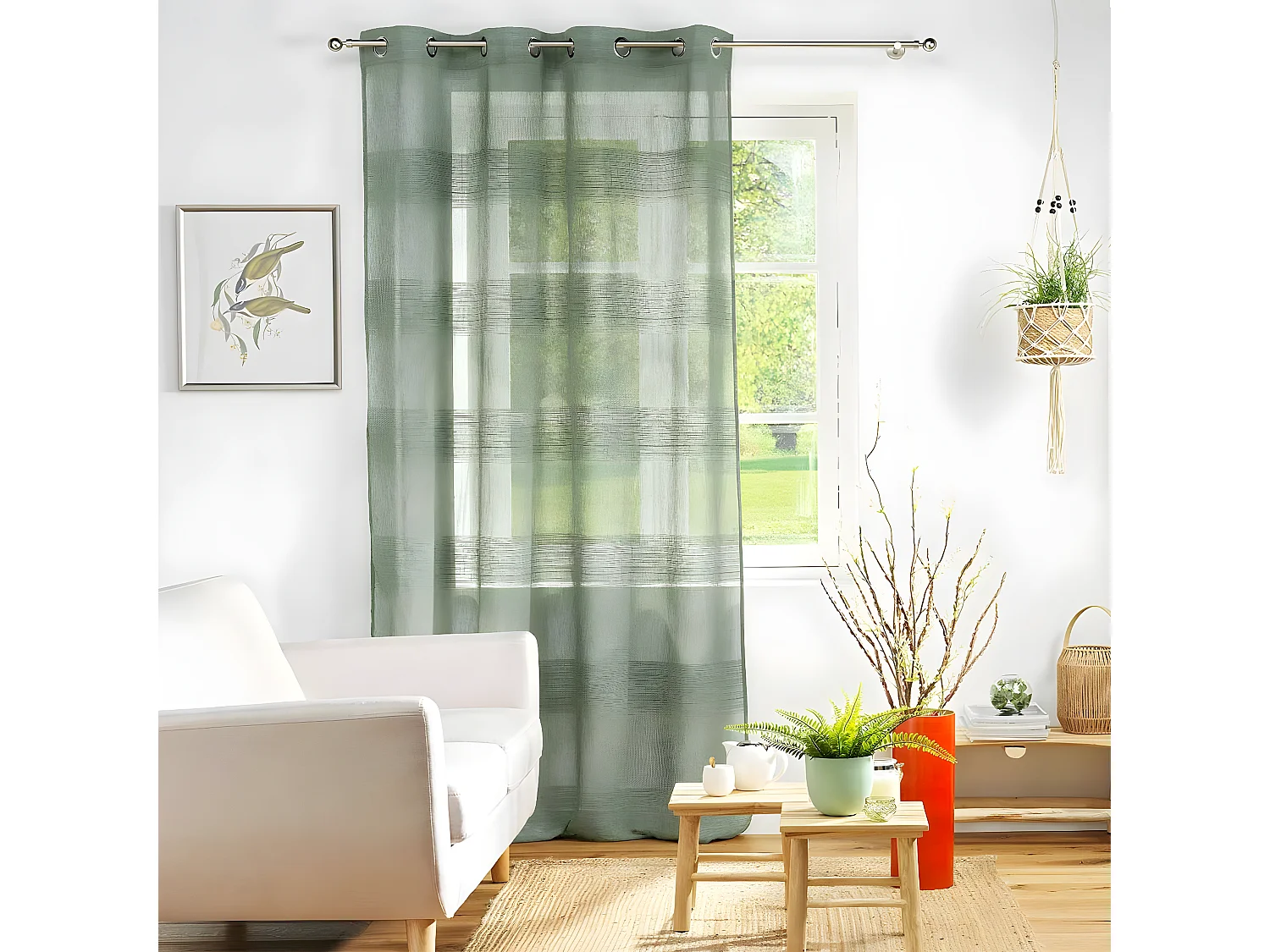 Rideau Voilage à Œillets "Terraza" 140x280cm Vert