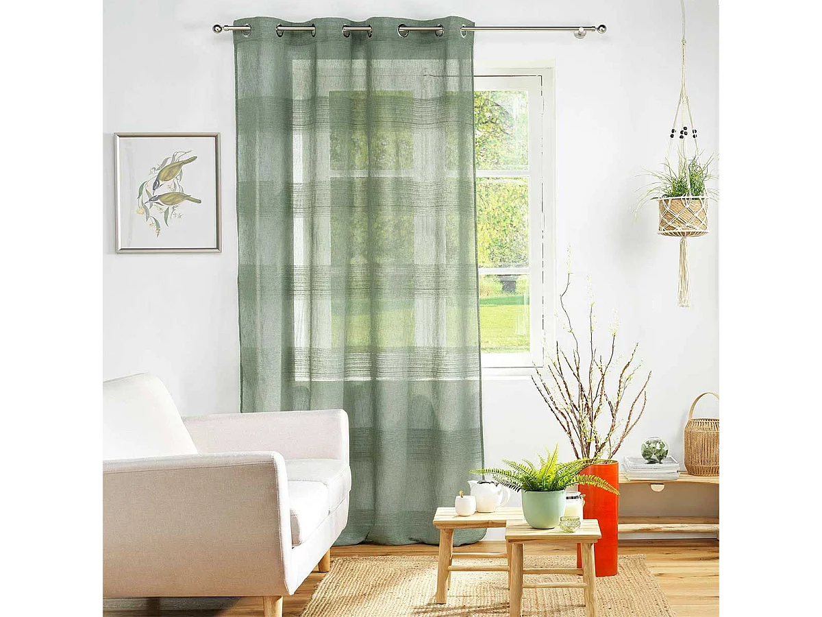 Rideau Voilage à Œillets "Terraza" 140x280cm Vert