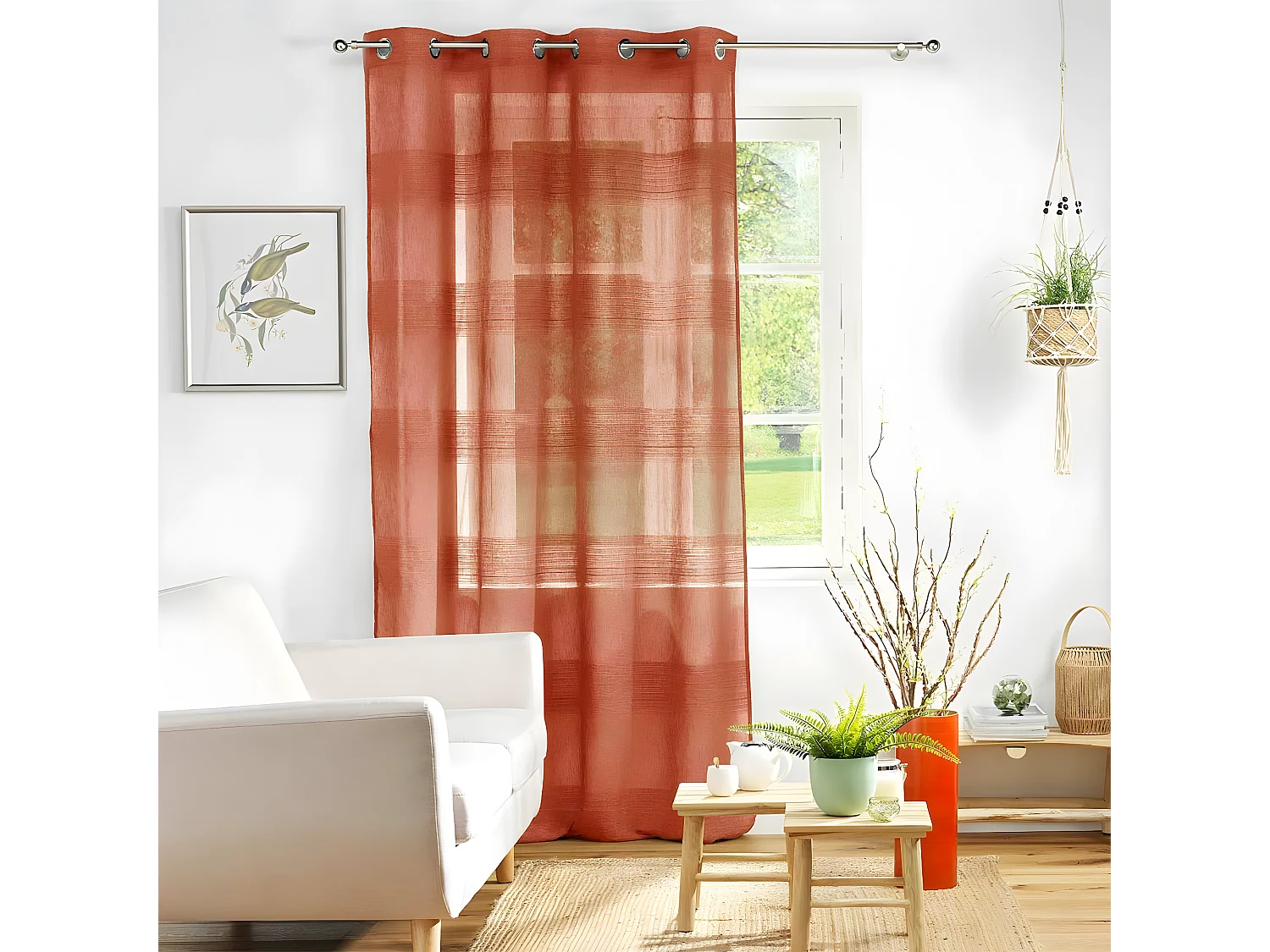 Rideau Voilage à Œillets "Terraza" 140x280cm Terracotta