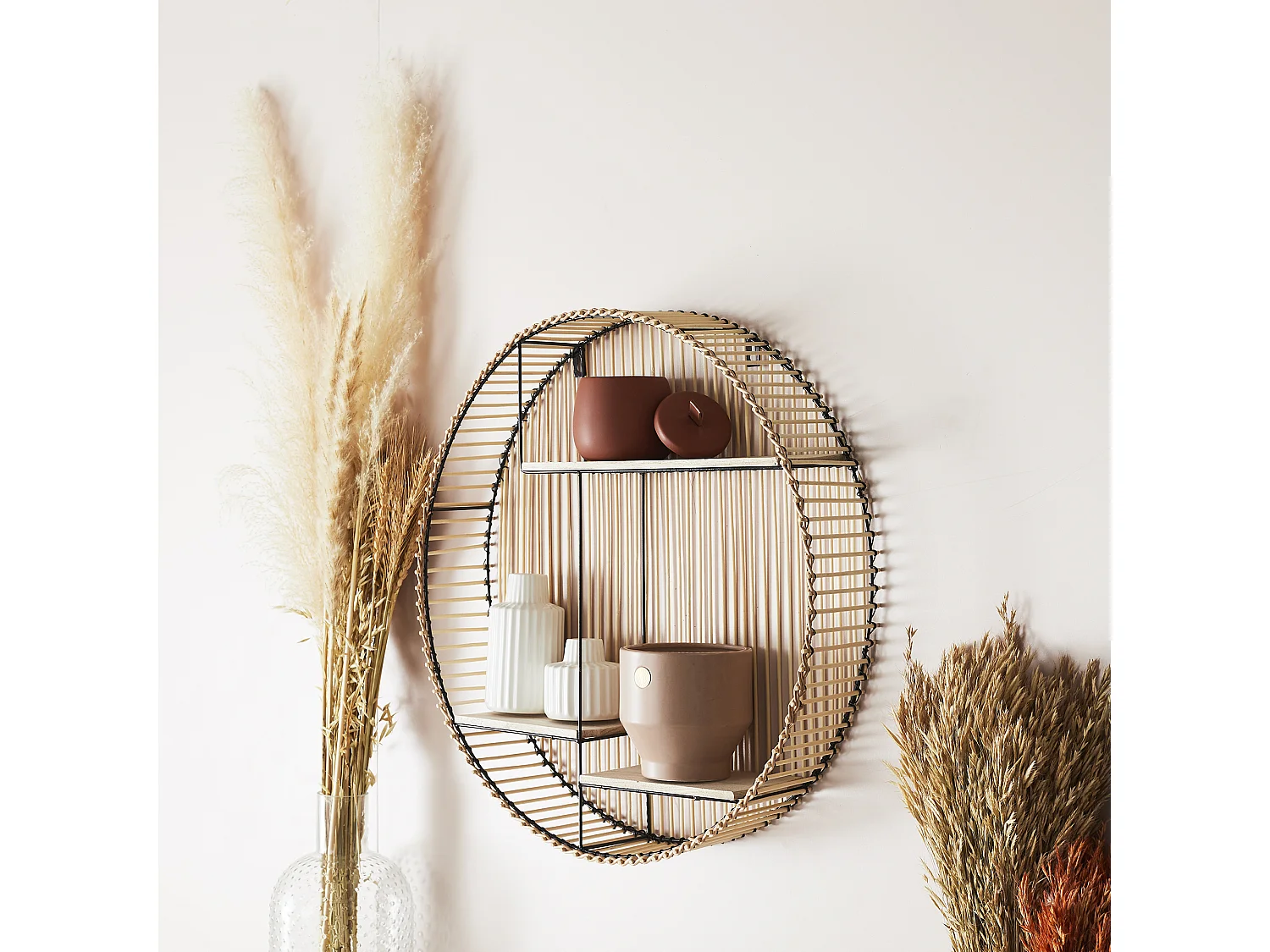 Etagere Ronde Java Noir, Beige