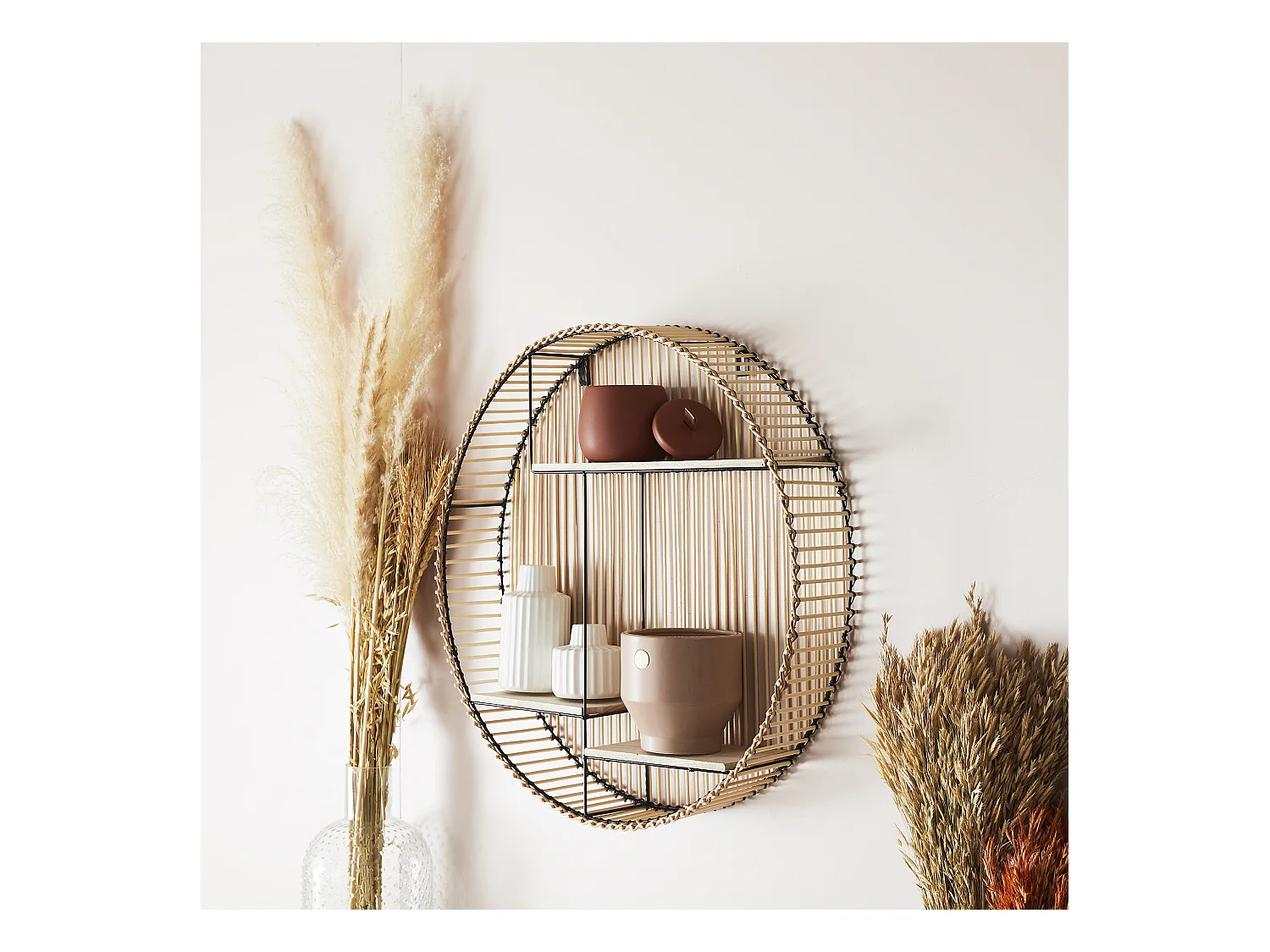 Etagere Ronde Java Noir, Beige