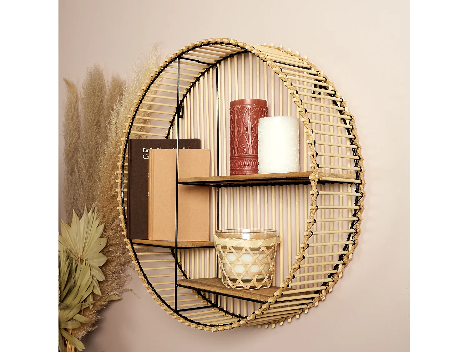 Etagere Ronde Java Noir, Beige