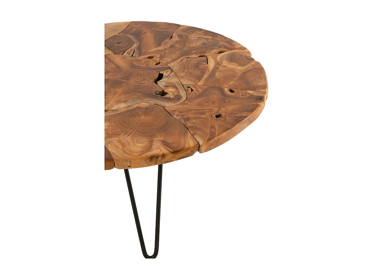 Mesa de centro redonda Samuel de teca marrón D 79 cm