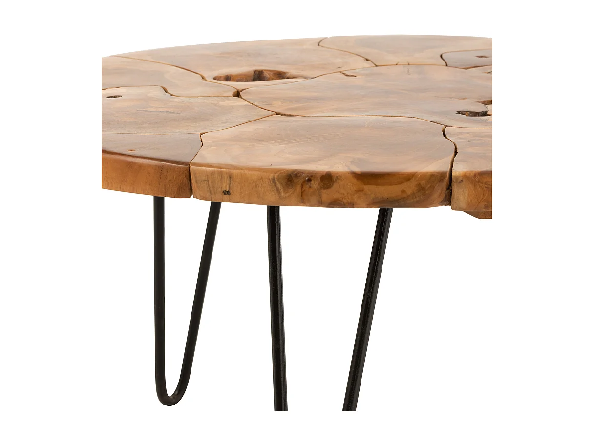 Mesa de centro redonda Samuel de teca marrón D 79 cm
