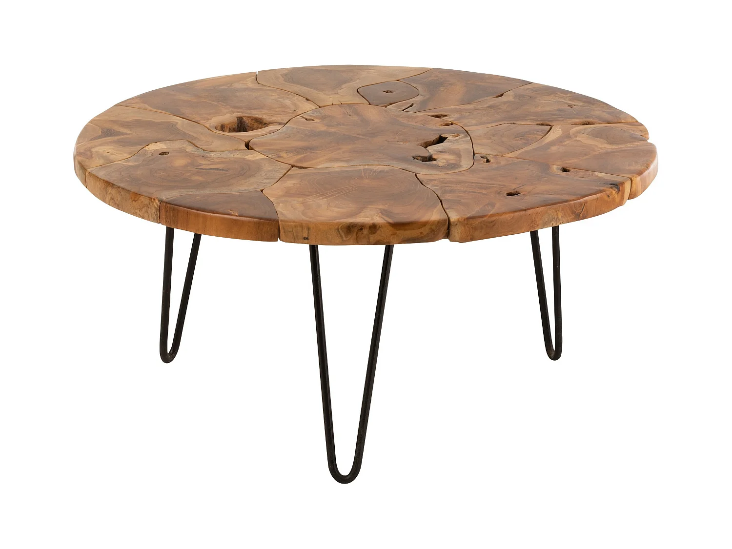 Table Basse en Teck "Manuel" 80cm Marron