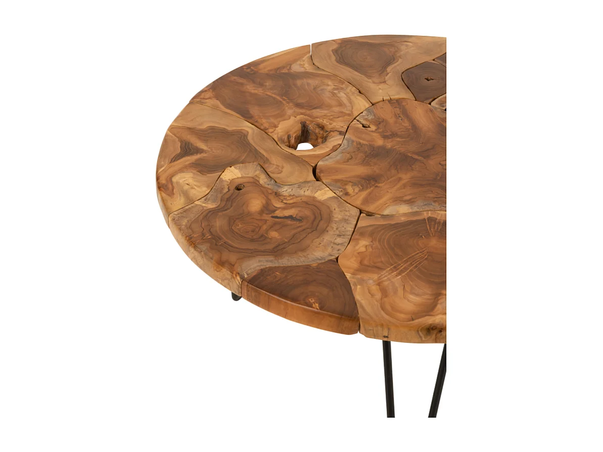 Table Basse en Teck "Manuel" 80cm Marron