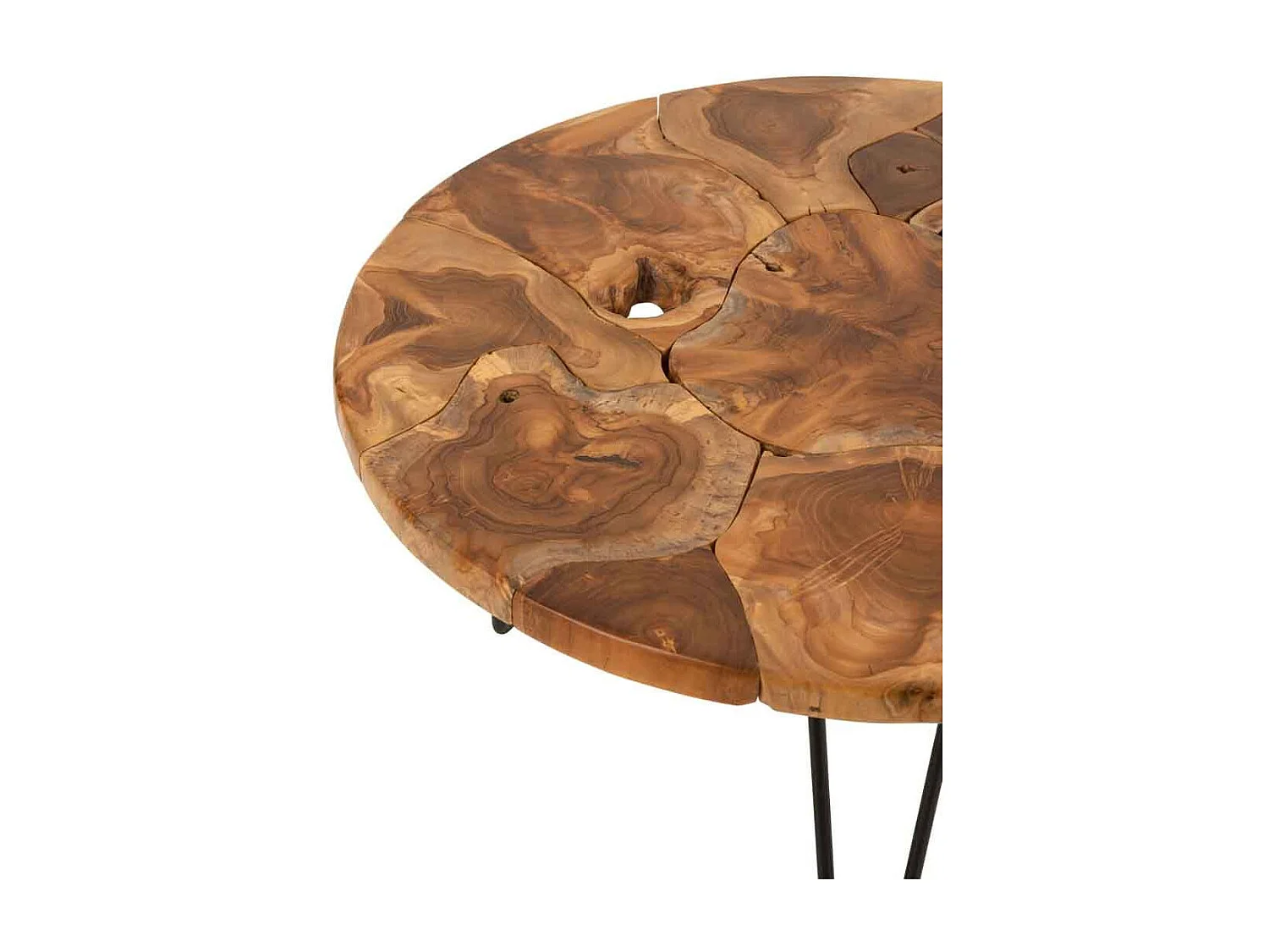 Table Basse en Teck "Manuel" 80cm Marron