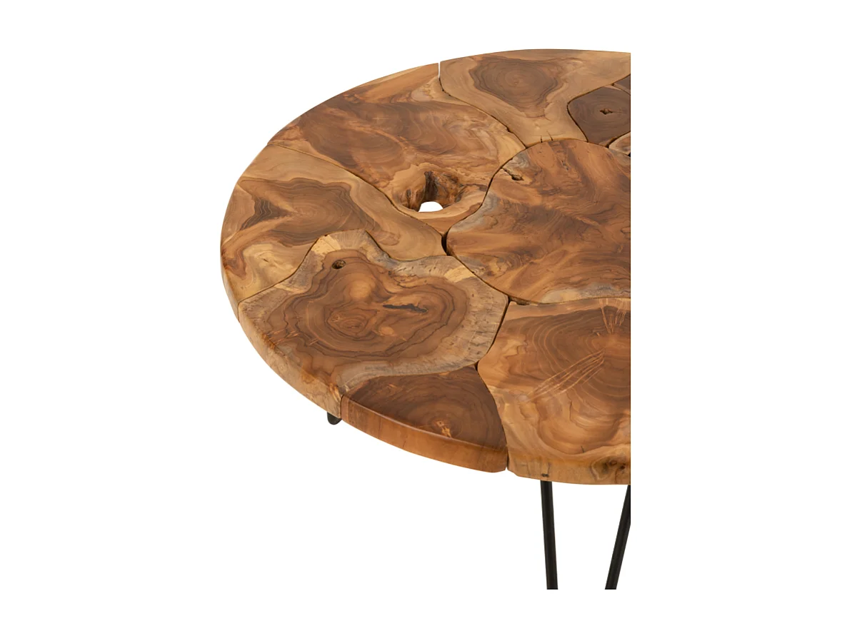 Mesa de centro redonda Samuel de teca marrón D 79 cm