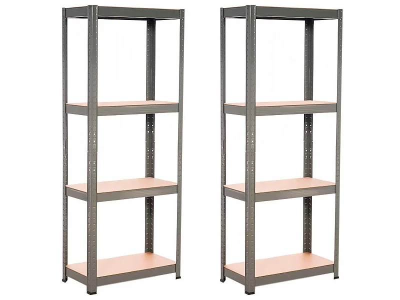 Confezione 2 scaffali metallici con 4 ripiani regolabili 148x60x30cm 240Kg 7house