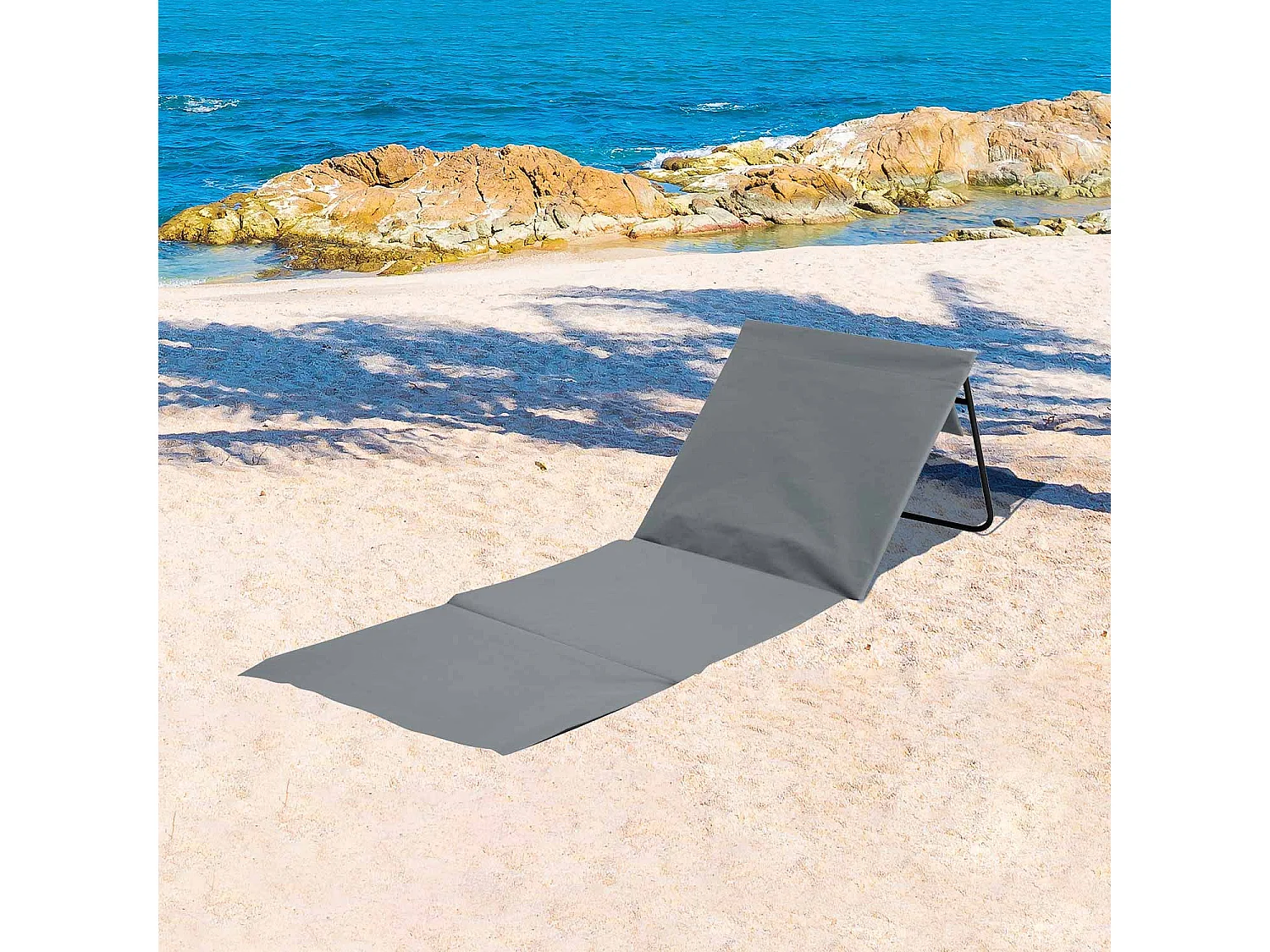 Confezione 2 Stuoie da spiaggia pieghevoli imbottite con schienale 149,5x51x42,5cm 7house